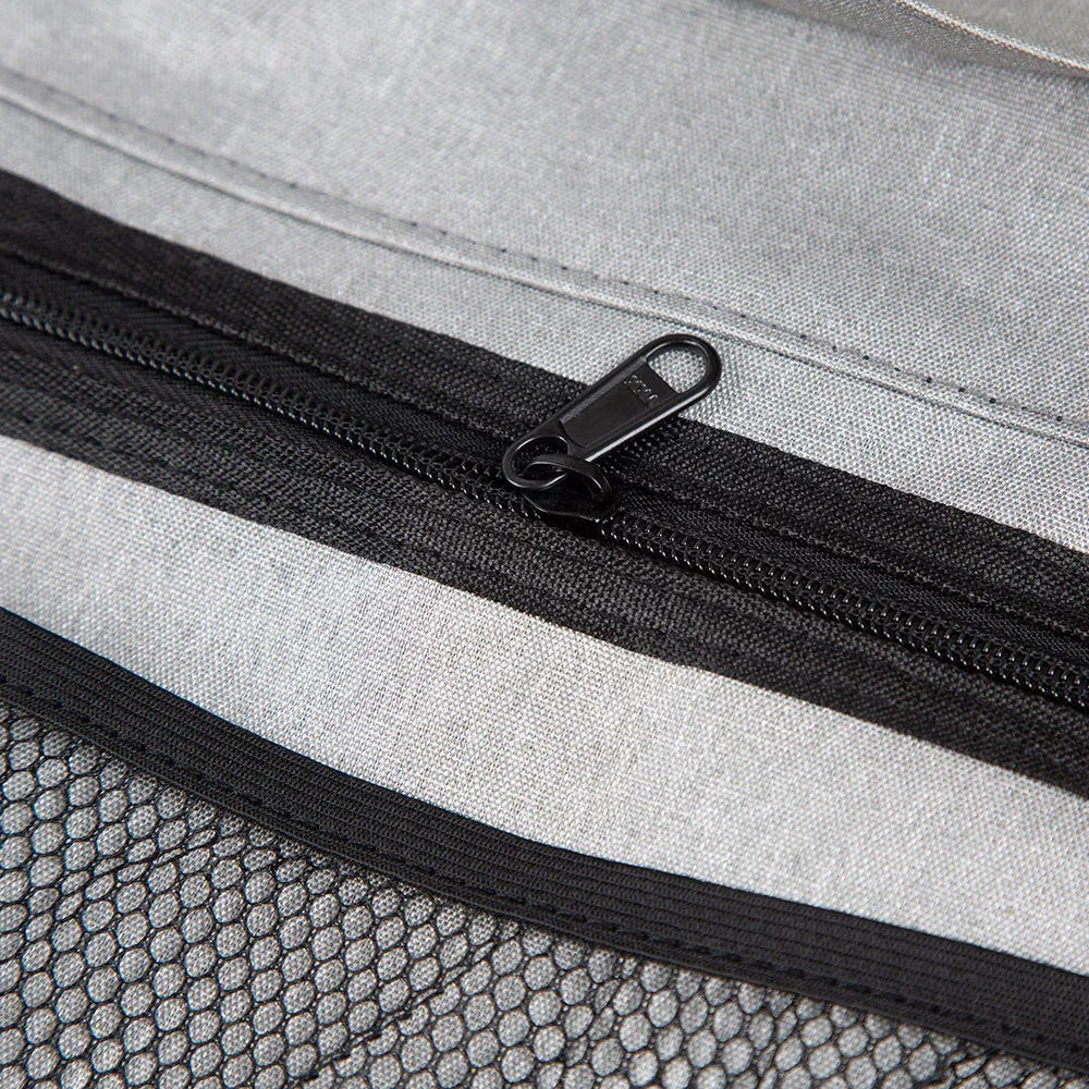 Black car boot hanging storage organiser with shopping bag compartments and waterproof Oxford cloth construction