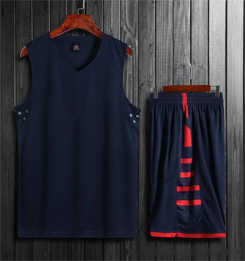 Unisex white and black polyester sports vest and pants set for basketball and training.