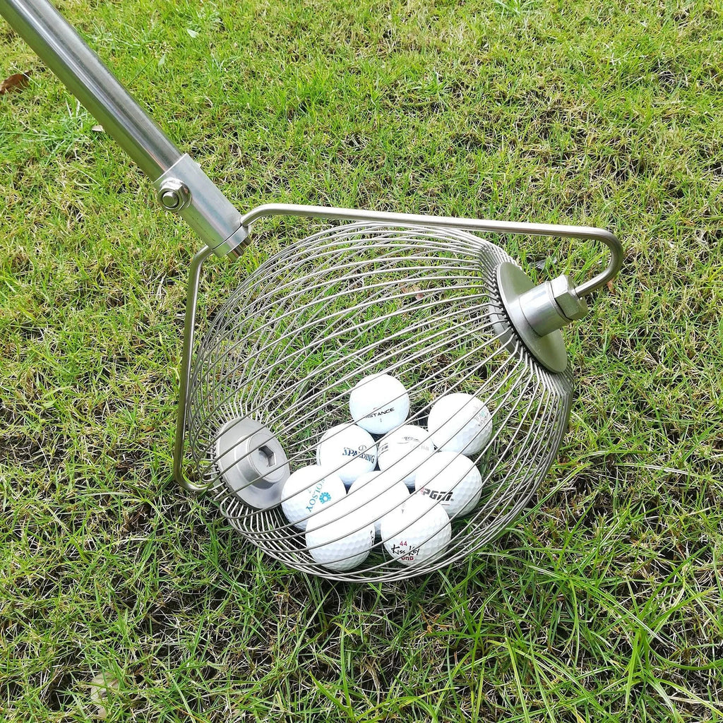 304 stainless steel golf ball picker with 30cm length and metallic finish for retrieving balls from water hazards