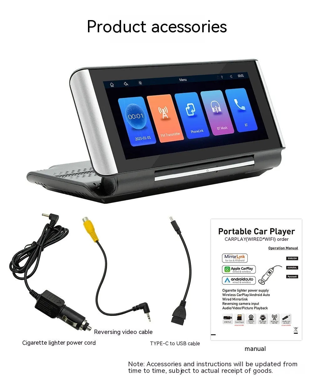 6.86 inch Bluetooth car MP5 player with wireless Carplay on dashboard