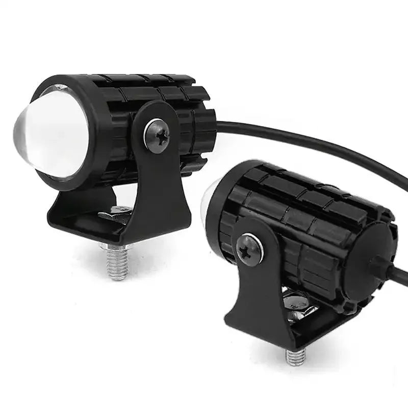 Aluminium PC motorcycle spotlights with dual-colour lens for white or yellow lighting options