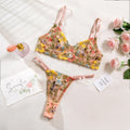 Women's floral style polyester bikini underwear set in multiple solid colours.