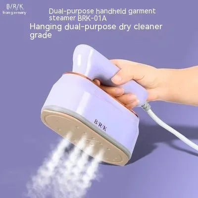 Milky white portable foldable iron with ceramic soleplate on a plain background.