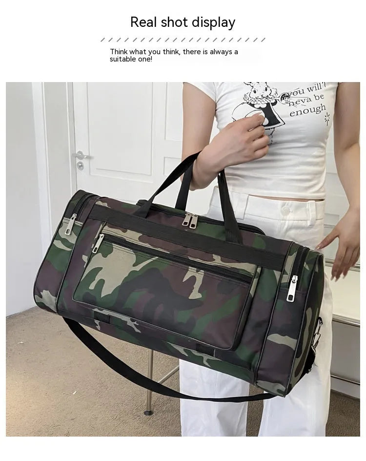 Camouflage pattern luggage bag with 20L capacity and waterproof fabric for travel storage