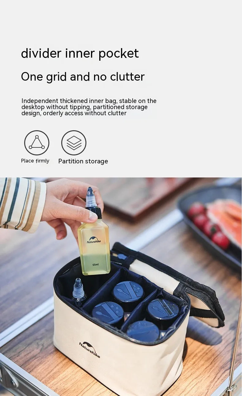 Naturehike modern minimalist six-piece plastic seasoning bottle set for outdoor use.