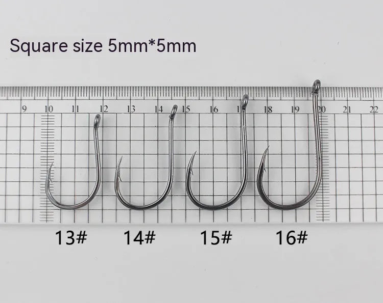 Bulk pack of barbed crooked mouth fishing hooks for sea fishing, made from alloy carbon steel.