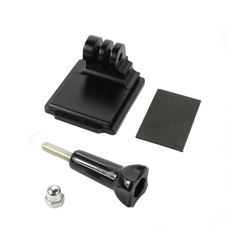 Black aluminium alloy and plastic GoPro helmet holder extension rod with quick-release bracket.