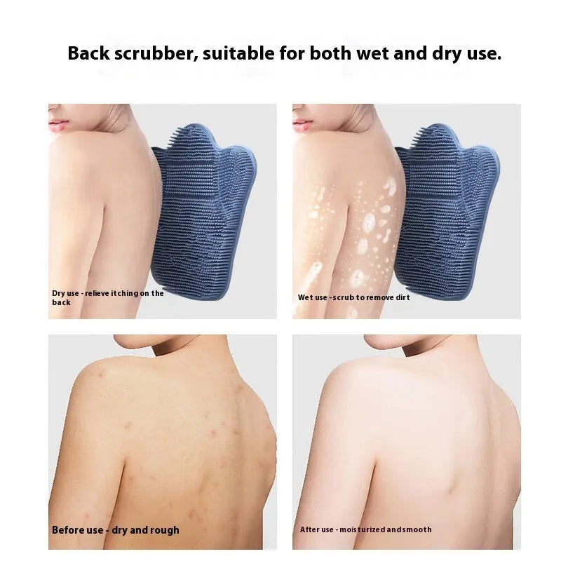 Blue silicone bath massage cushion measuring 31x32cm on white background