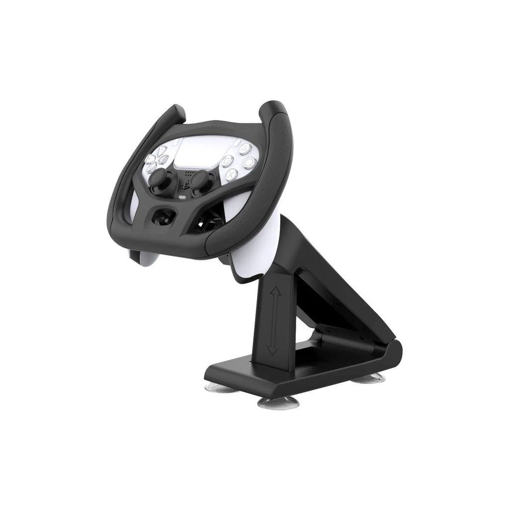 Black ABS plastic gamepad steering wheel bracket with suction cup for mobile device mounting
