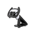 Black gamepad steering wheel bracket with suction cup mount on a flat surface
