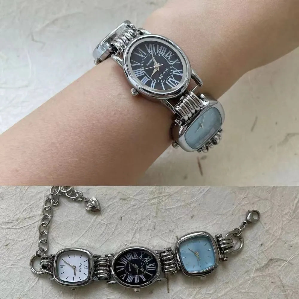 Purple vintage retro punk style men's watch with bracelet strap, one piece pack