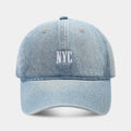 Denim baseball cap with alphabet letters in adjustable black, dark blue or light blue