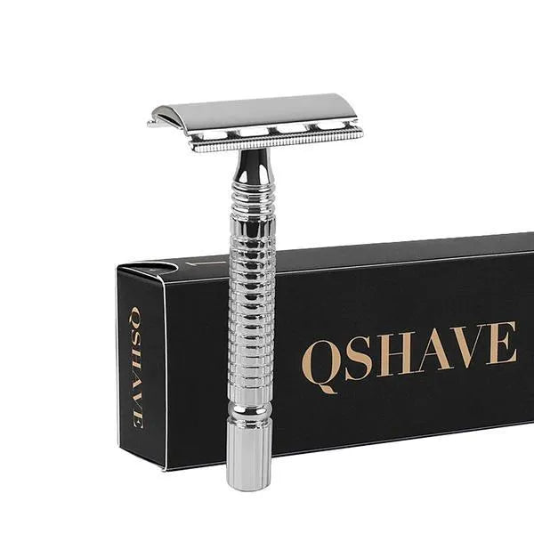 Superior Double Edged Safety Razor with storage box and blade on counter