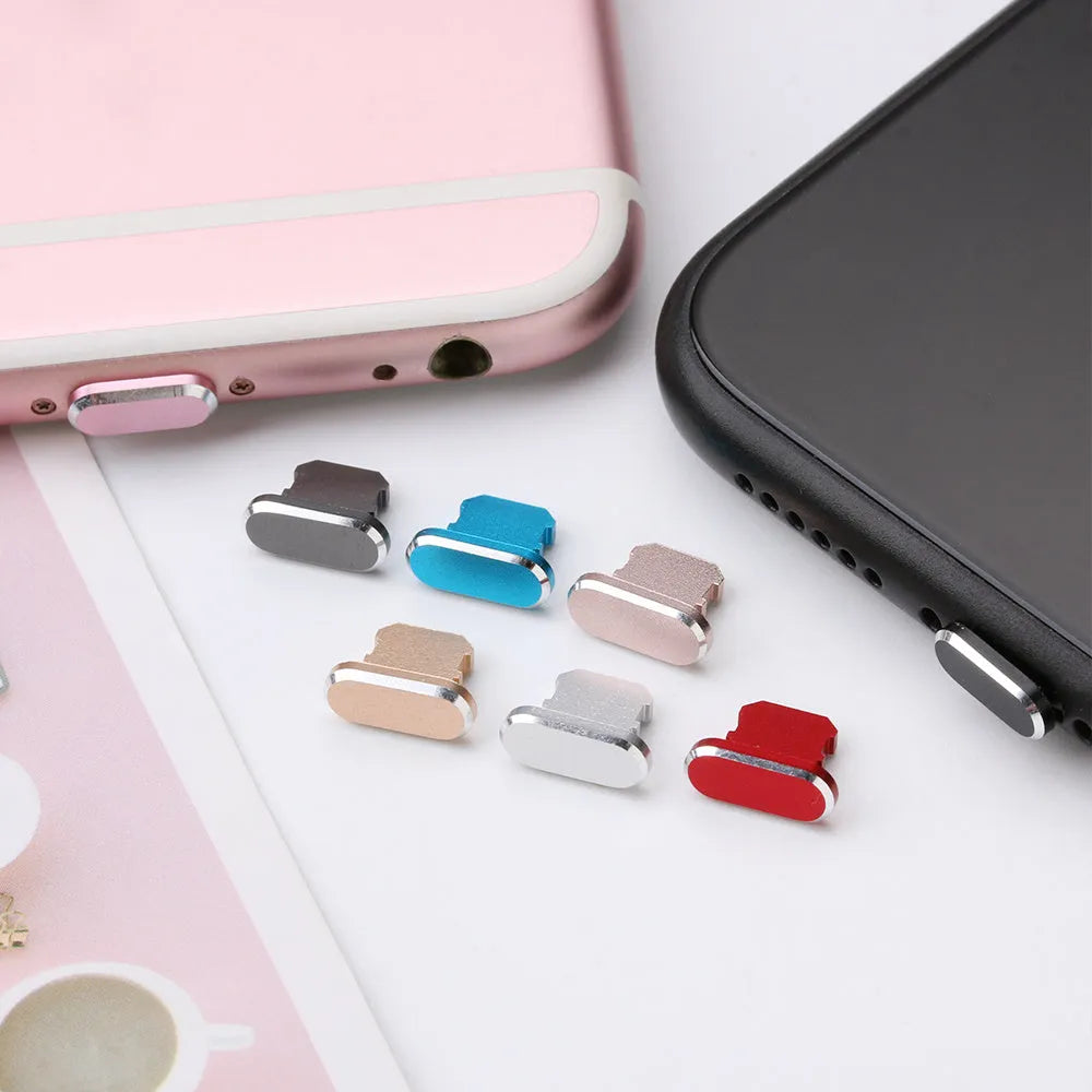 Aluminium alloy iPhone charging port dust plug in various colours for models X, XR, Max, 8, 7, 6, S, Plus
