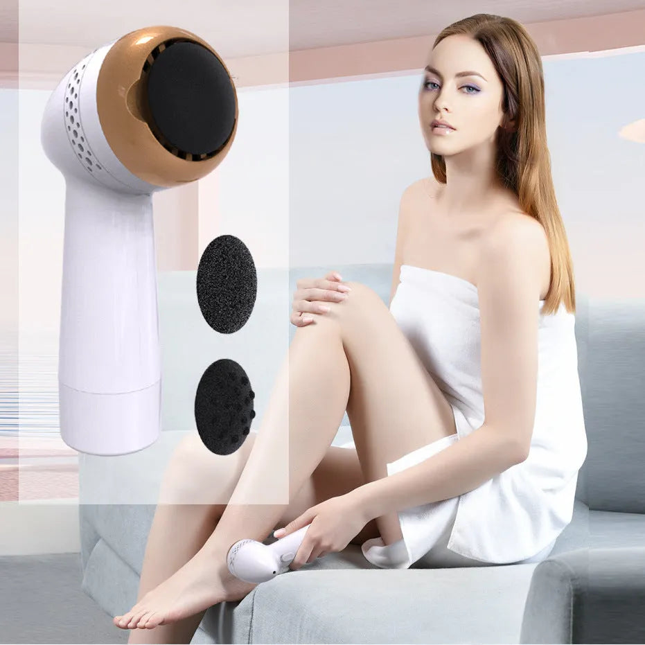 Electric vacuum foot grinder with quartz grinding head in gold, pink gold, pink silver, white gold, or white silver finish