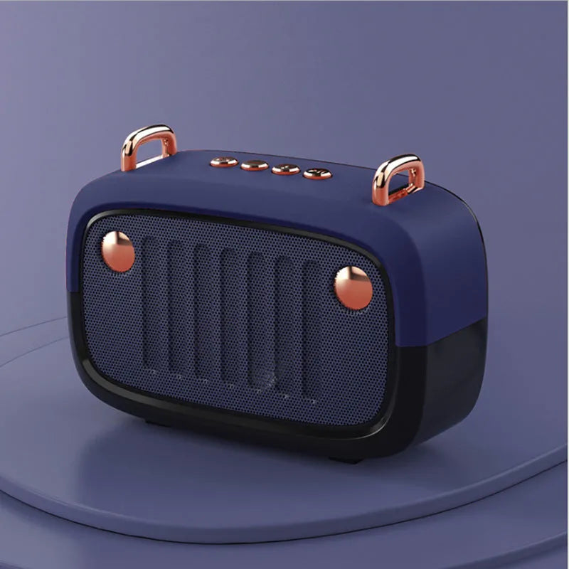 Subwoofer outdoor card portable mini speaker in black, blue, green, grey, or orange, showing compact design with USB port and buttons.