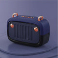 Subwoofer outdoor card portable mini speaker in black, blue, green, grey, or orange, showing compact design with USB port and buttons.