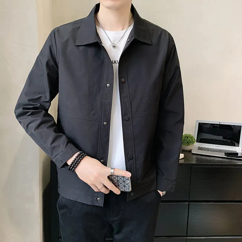 Men's single-layer jacket in Korean style with stitching details, available in multiple sizes and colours