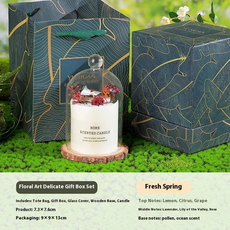 Handmade soy wax aromatherapy candle in cup shape with four fragrance options for bedroom decoration