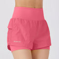 Cotton-blend women's loose fit quick-dry sports shorts in multiple colours on a size chart.