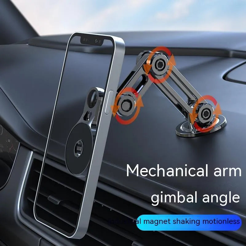 Black magnetic car phone holder with dashboard clip for secure smartphone mounting during driving
