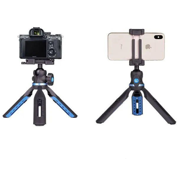 Black desktop phone tripod compatible with iPhone and P30 mobile phones