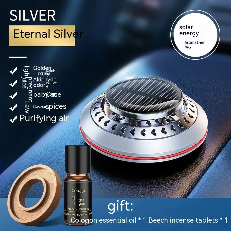 Solar seat air purifier car fragrance dispenser in aluminium alloy black red silver