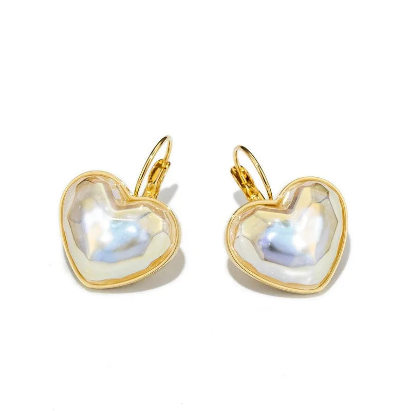 Gold coloured summer love design alloy ear clips for women.