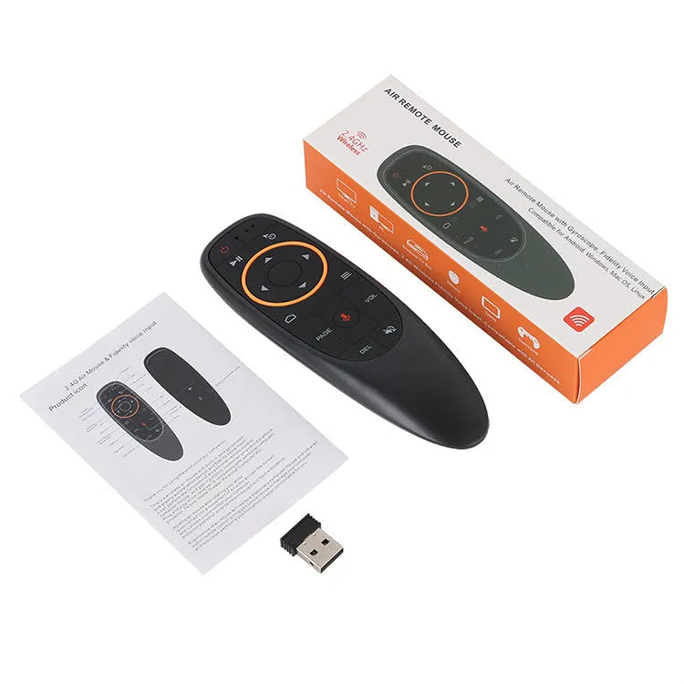G10 G10S intelligent voice remote control with plastic shell, silicone buttons, and dimensions 164mm by 40mm by 15mm