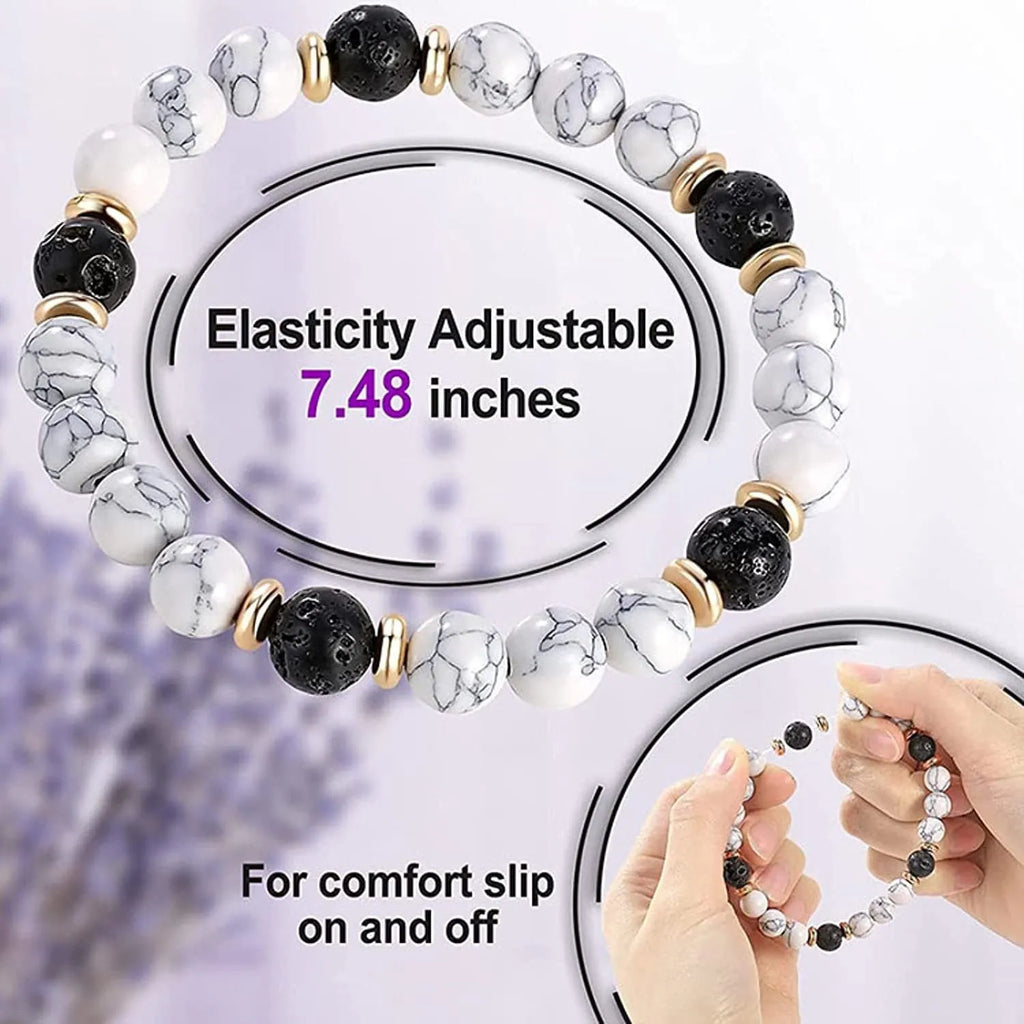 6cm alloy bracelet with natural stone elements in volcanic, tiger eye, or pine wood variations