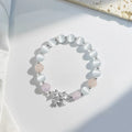 Lavender amethyst opal bracelet with bowknot design and 10mm crystal beads