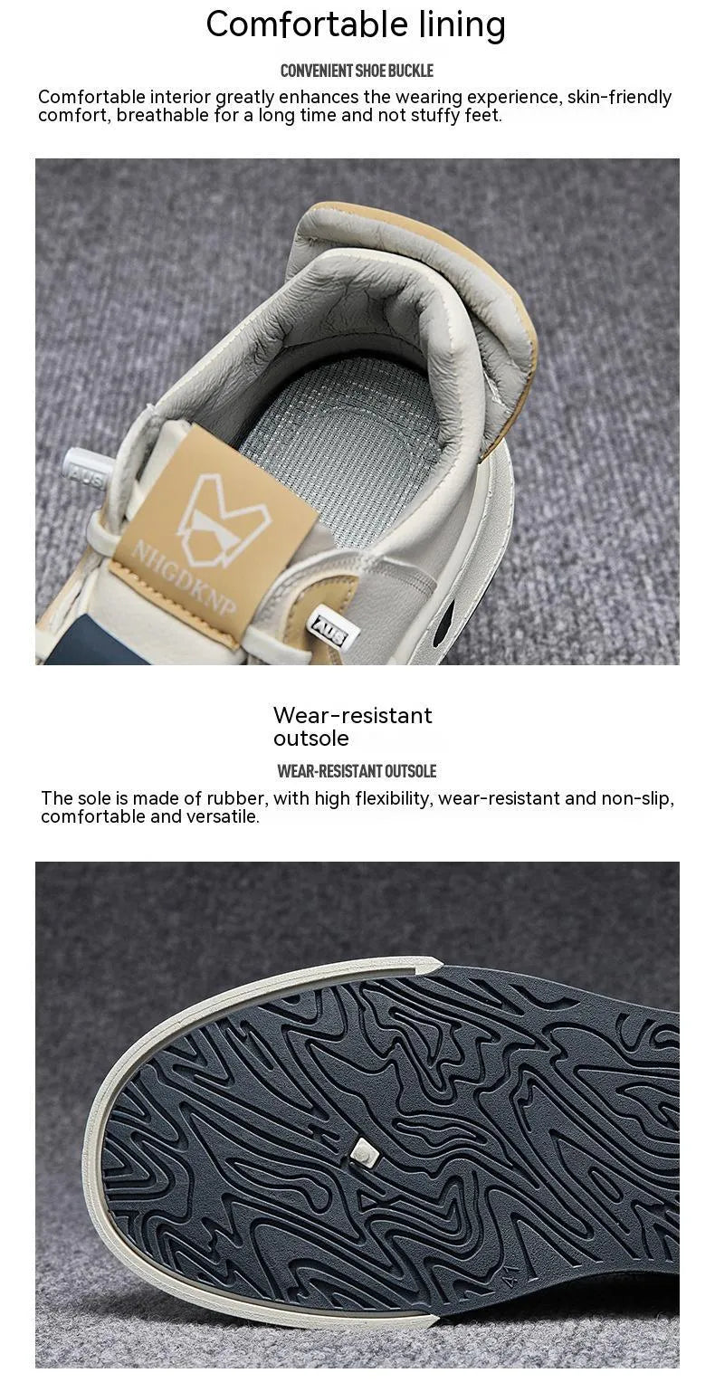 Men's beige low-top sneakers with elastic band closure and microfiber upper for casual wear.