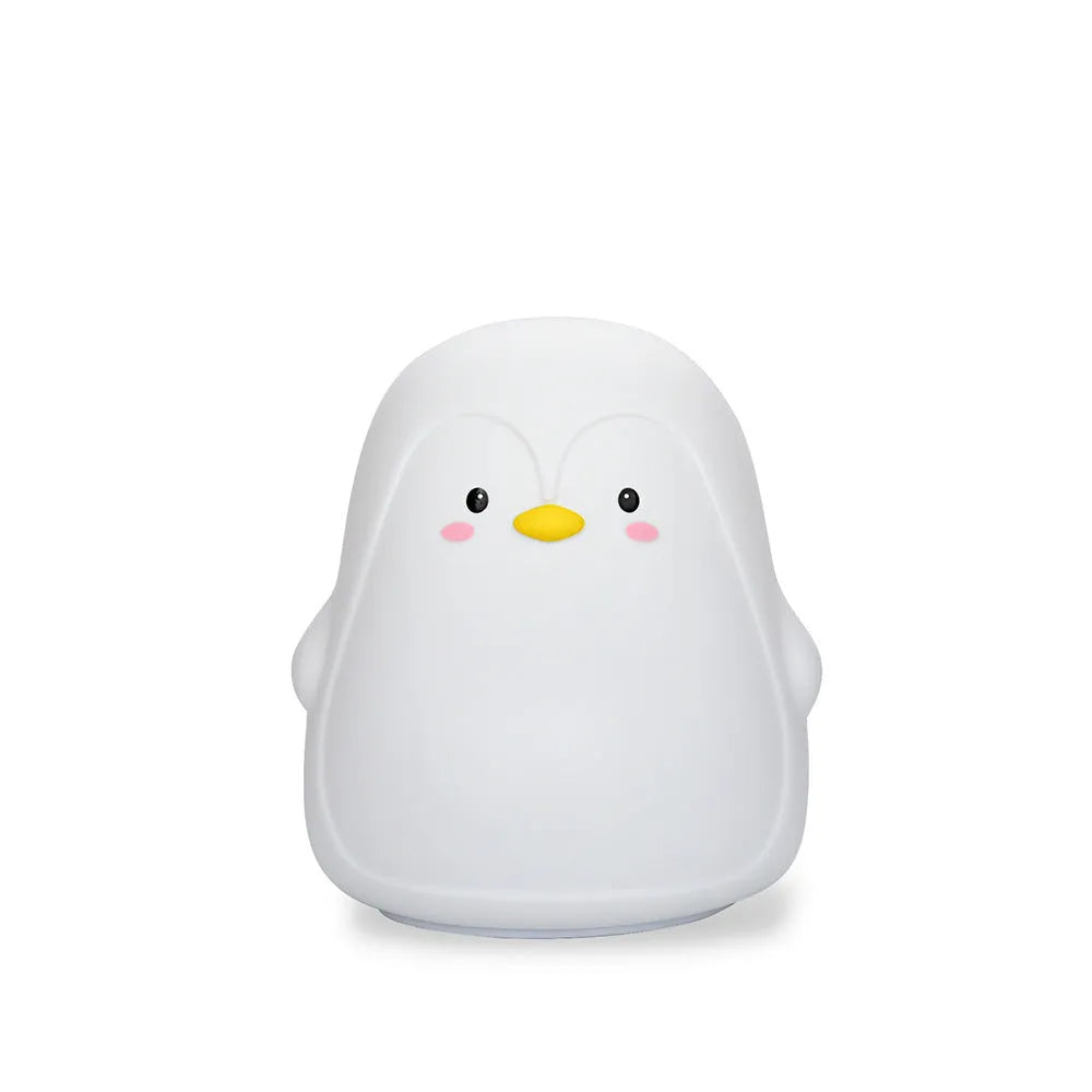 Penguin night light with rechargeable battery, silicone ABS construction, white LED light