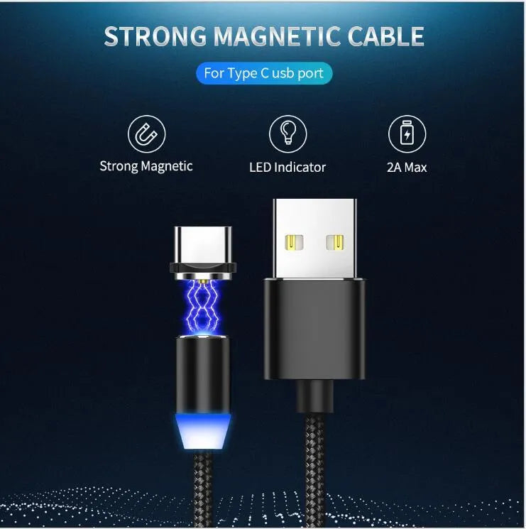 YBD magnetic LED charging cable with aluminium shell showing LED light indicator and magnetic connector