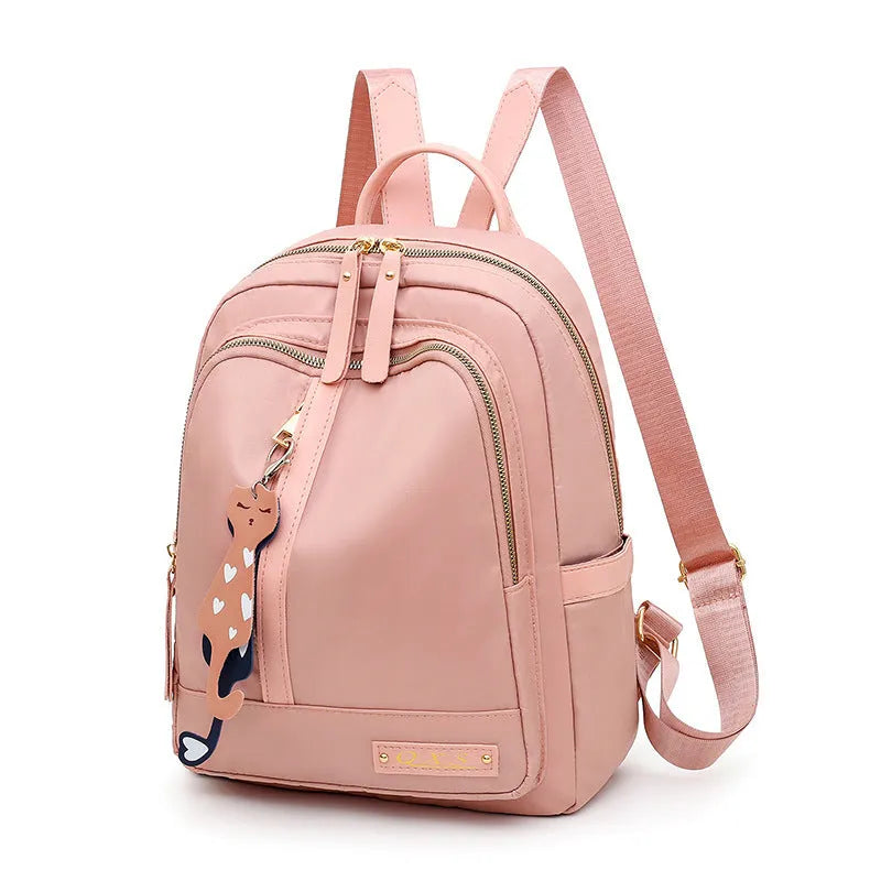 Black casual backpack with double straps and multiple compartments, 20L capacity