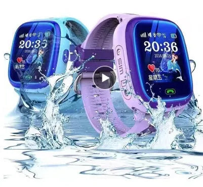 DF25 blue children's smart watch with 1.22-inch touch screen and silicone wristband