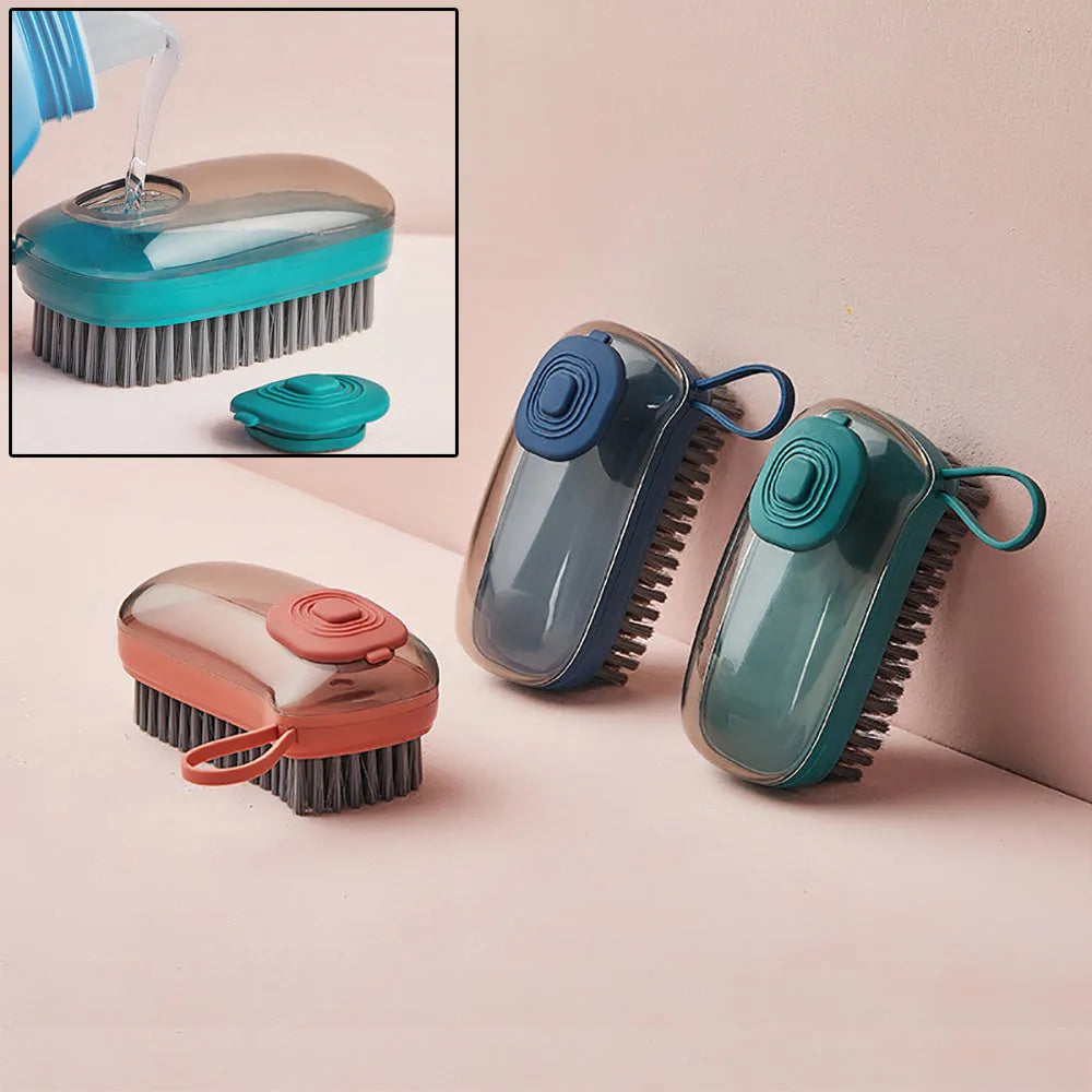 Blue automatic liquid cleaning brush with ergonomic grip measuring 12.5cm for shoe and laundry cleaning