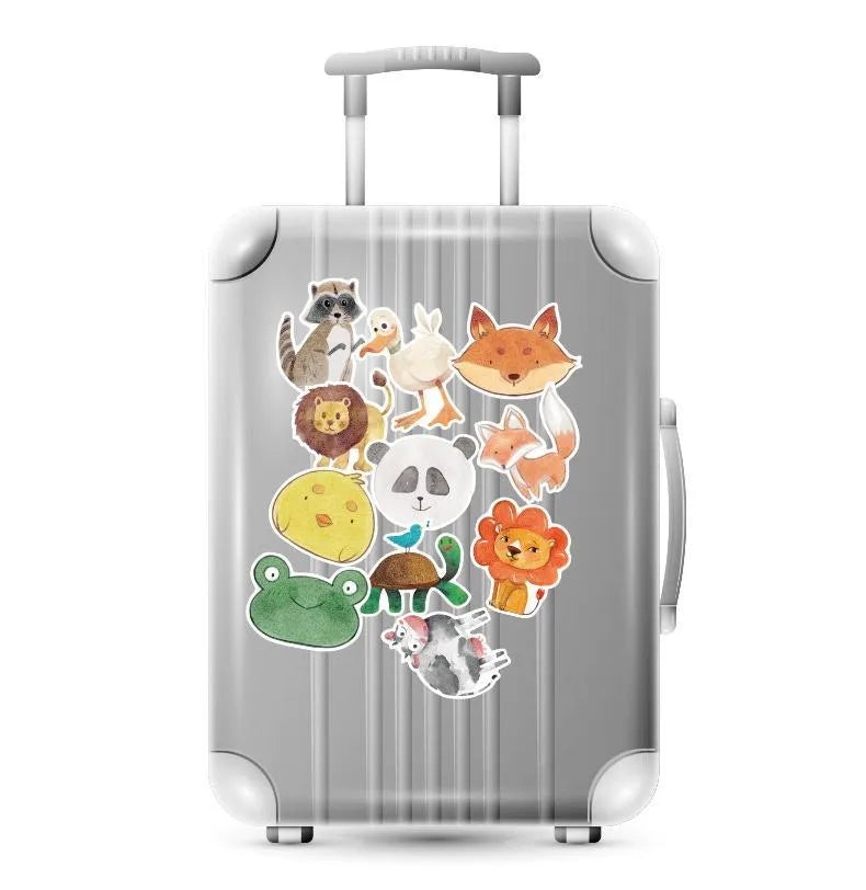 36 retro beach stickers with matte finish, sizes 6-10cm, on travel suitcase and water bottle