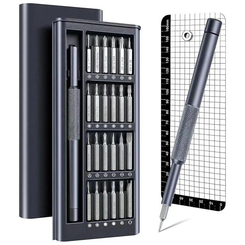 25-in-one screwdriver set with magnetic chrome vanadium steel bits, 110mm length, ABS handle