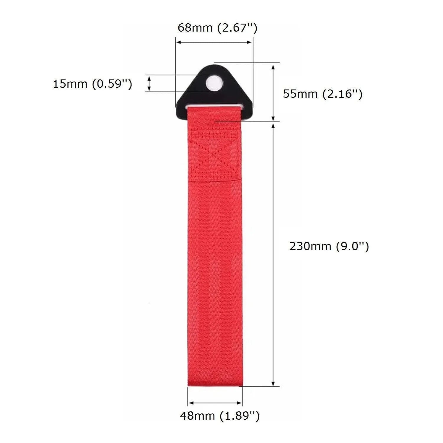 Automotive trailer rope with front bumper ribbon in red, blue, purple, gold, or black colour options
