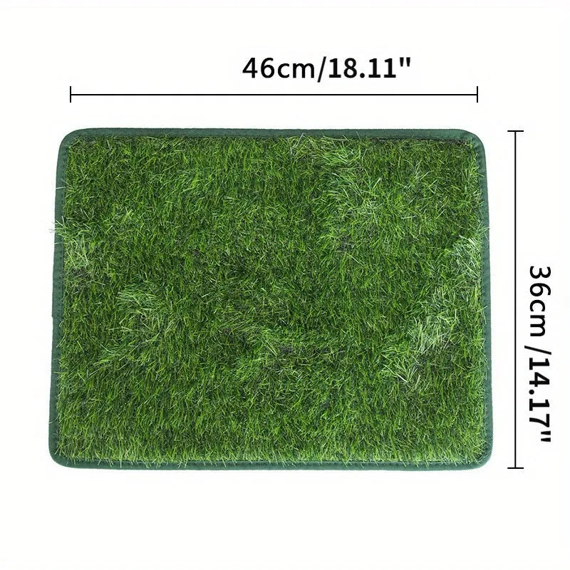 Artificial grass dog toilet training mat on floor in small, medium, and large sizes
