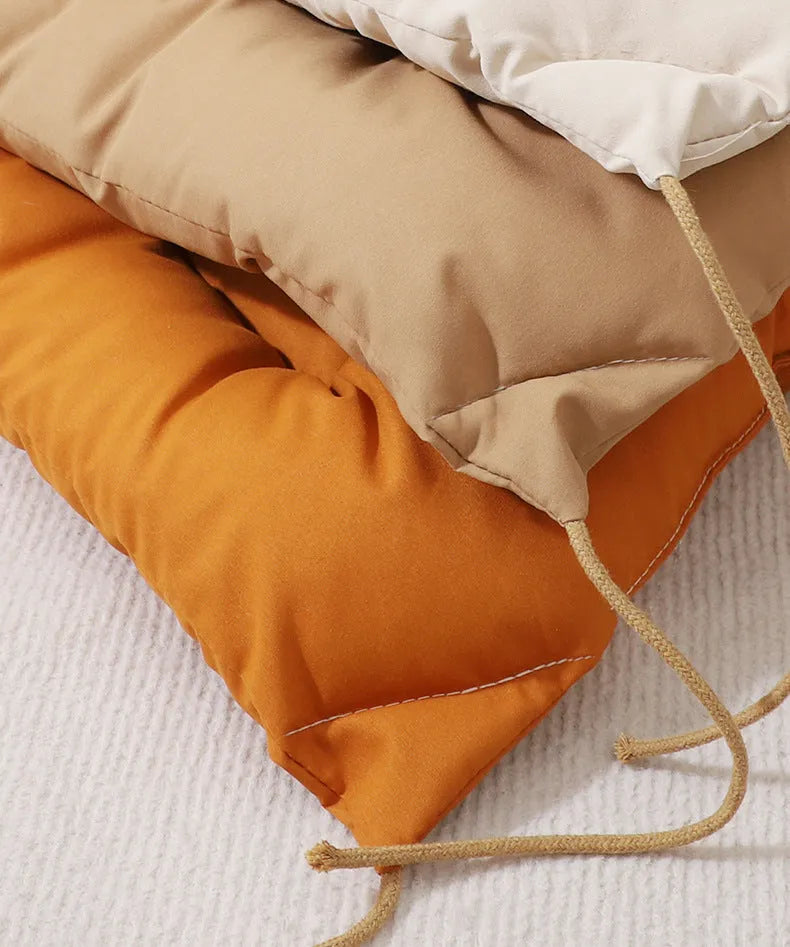 Tied cage cushion for dogs and cats in beige, coffee, or orange colours with four size options