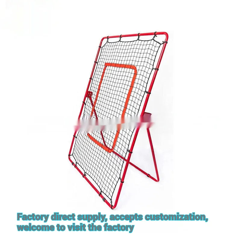 Red adjustable portable baseball training net with metal frame for 4x6 foot batting practice