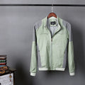 Men's linen jacket in heather grey, grass green, or blue with regular fit for plus-size wearers