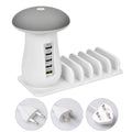 Besegad Mushroom LED Light Lamp USB Charging Dock Station with 5 ports and soft night light