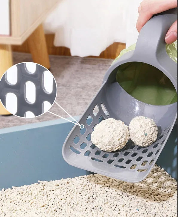 Large capacity plastic cat litter scoop with removable washable bucket and integrated design