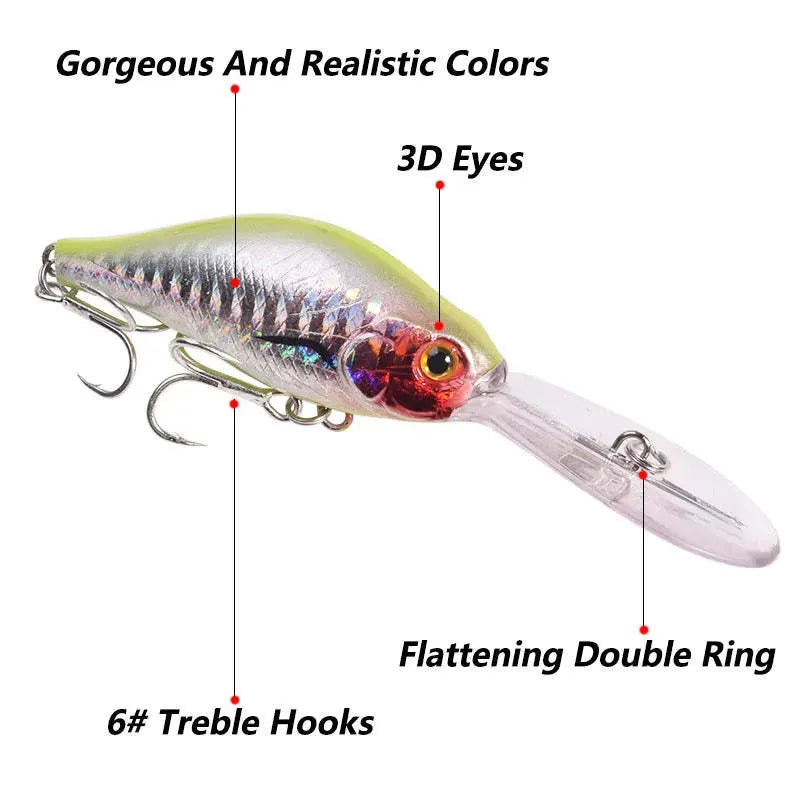 Floating Rock Little Fat Man deep diving fishing lure showing 10.5cm length and diving lip design