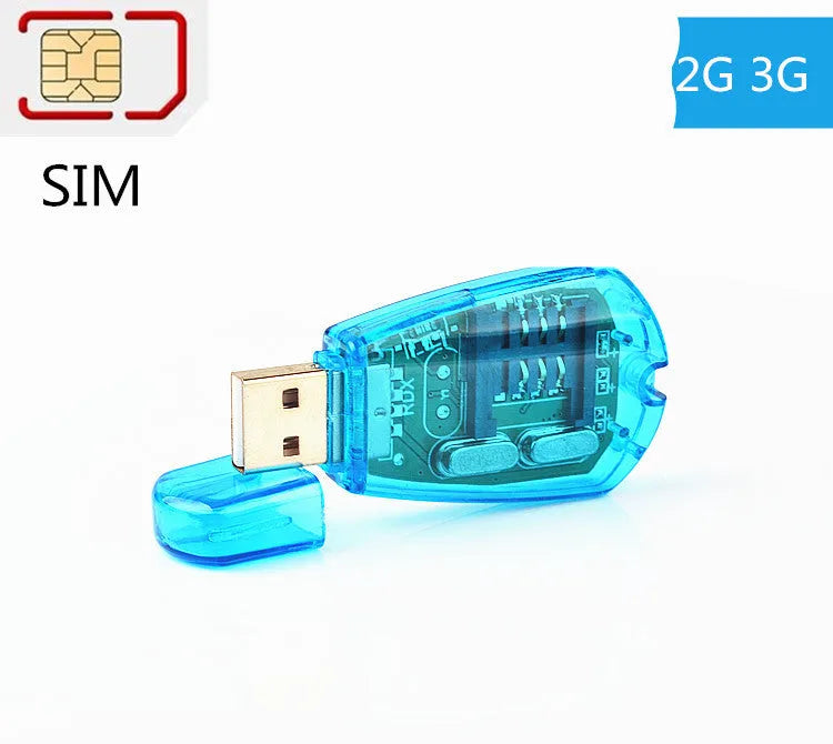 Blue USB 2.0 external SIM card reader for mobile phones with data backup and editing functions