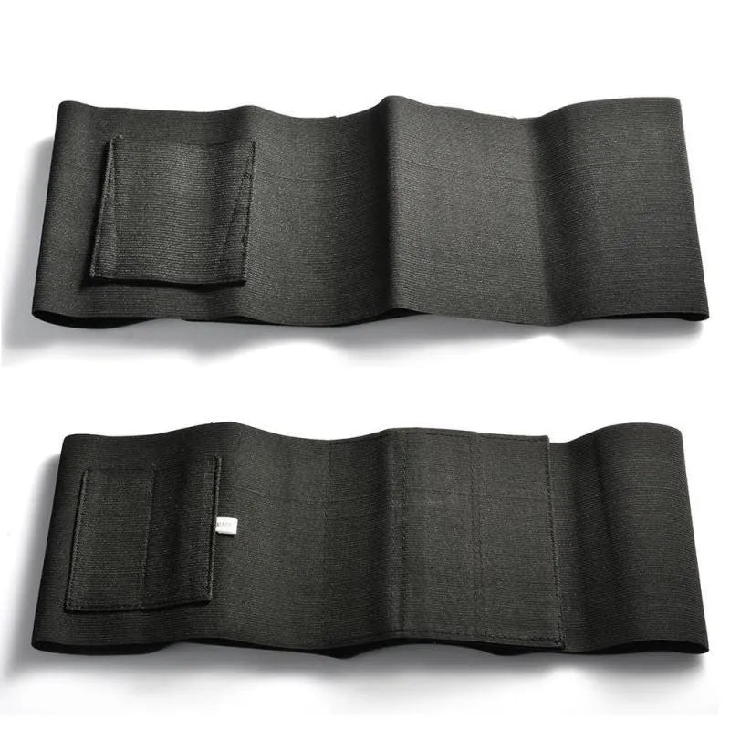 Black neoprene elastic waist belt with invisible pocket, 96cm x 15cm, for outdoor sports and left or right hand use
