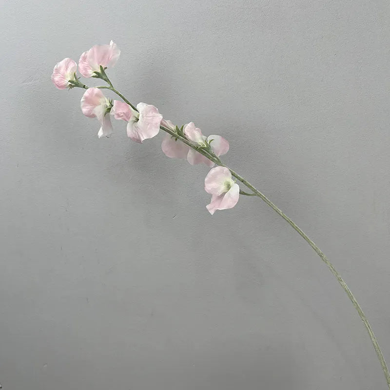 Purple flocking fragrant pea silk fake flower bouquet 63cm tall for wedding decor